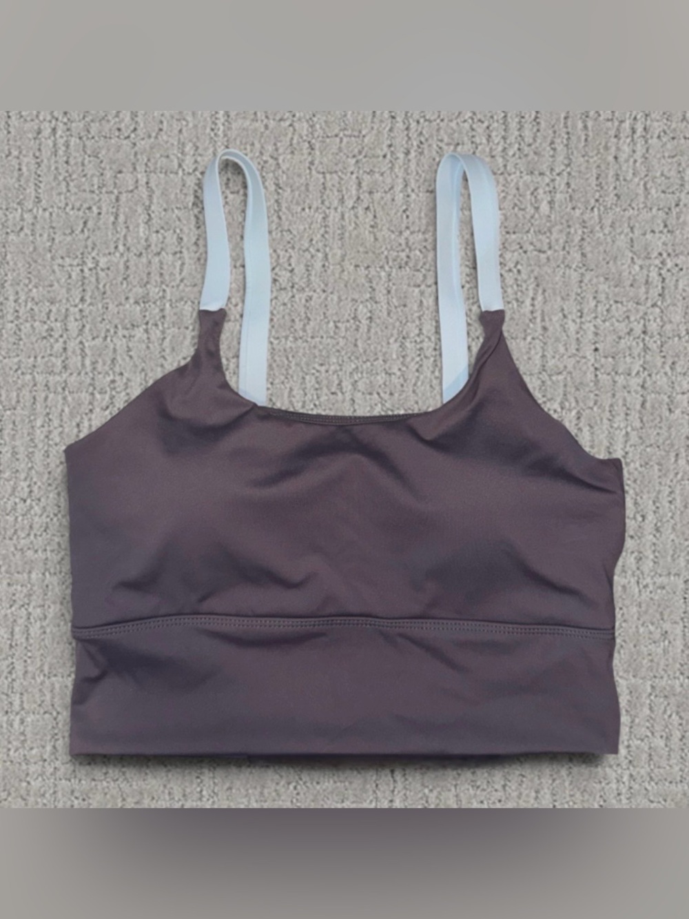 Gray w/ Blue Straps Padded Longline Sports Bra - XS/S
